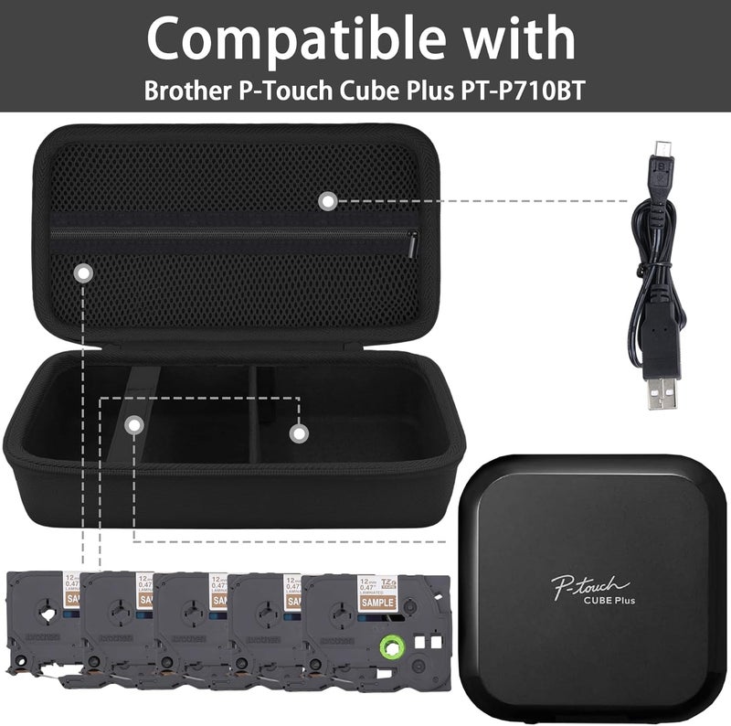 Baval Label Printer Case Compatible with Brother P-Touch Cube Plus PT-P710BT Bluetooth Label Maker(Black Case) - Image 4